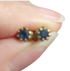 Elegant Goldtone and Blue Stud Earrings